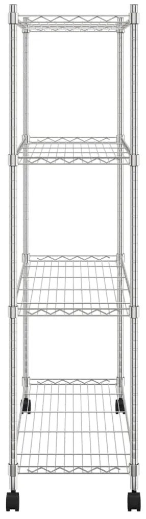 vidaXL Ραφιέρα 4 Επιπέδων με Τροχούς Χρωμέ 90x35x142 εκ. 200 κ.