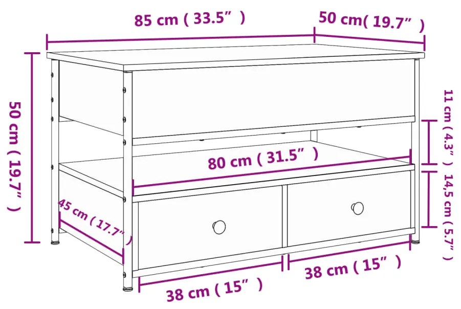 ΤΡΑΠΕΖΑΚΙ ΣΑΛΟΝΙΟΥ ΜΑΥΡΟ 85 X 50 X 50 ΕΚ. ΕΠΕΞ. ΞΥΛΟ &amp; ΜΕΤΑΛΛΟ 845386