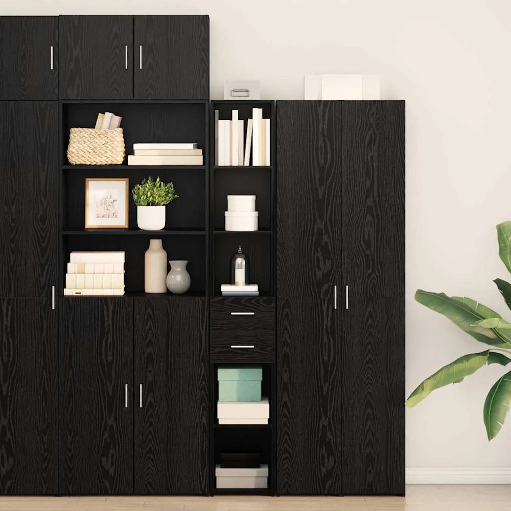 vidaXL Highboard Μαύρη δρυς 30 x 42.5 x 185 εκ Επεξεργασμένο ξύλο