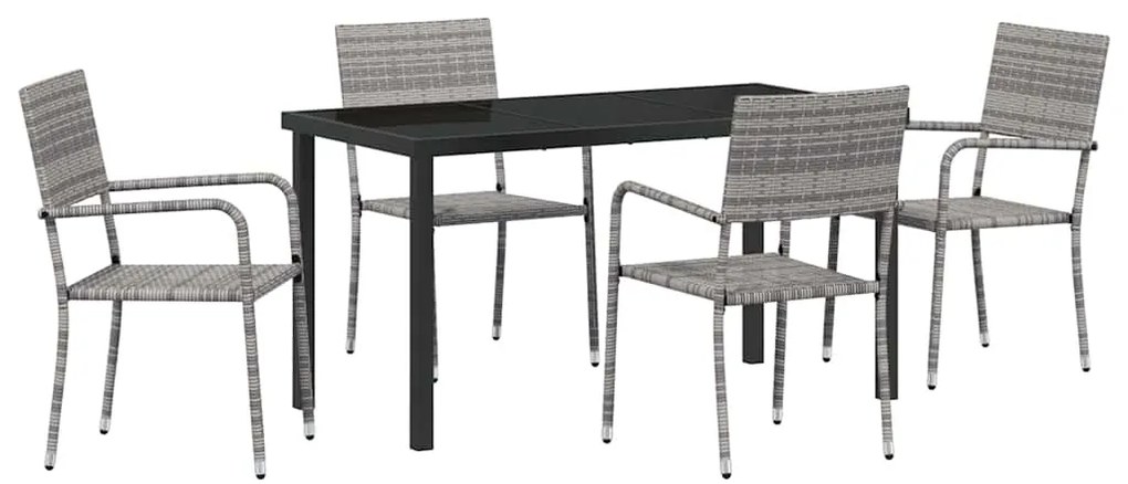 vidaXL Σέτ φαγητού για κήπο με μαξιλάρι 5 pcs Γκρι συνθετικό ρατάν