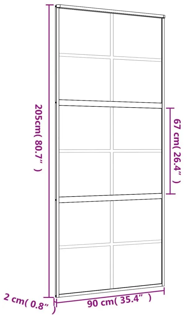 Συρόμενη Πόρτα Χρυσή 90x205 εκ. Αμμοβολή ESG Γυαλί/Αλουμίνιο - Χρυσό