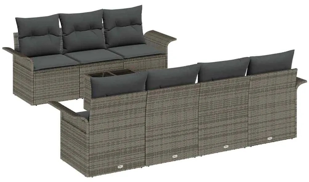 vidaXL Σετ Καναπέ Κήπου 8 pcs Γκρι Πολυ ράταν