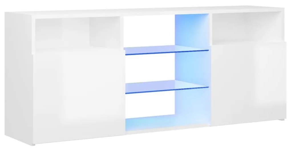 Έπιπλο Τηλεόρασης με LED Γυαλιστερό Λευκό 120x30x50 εκ. - Λευκό