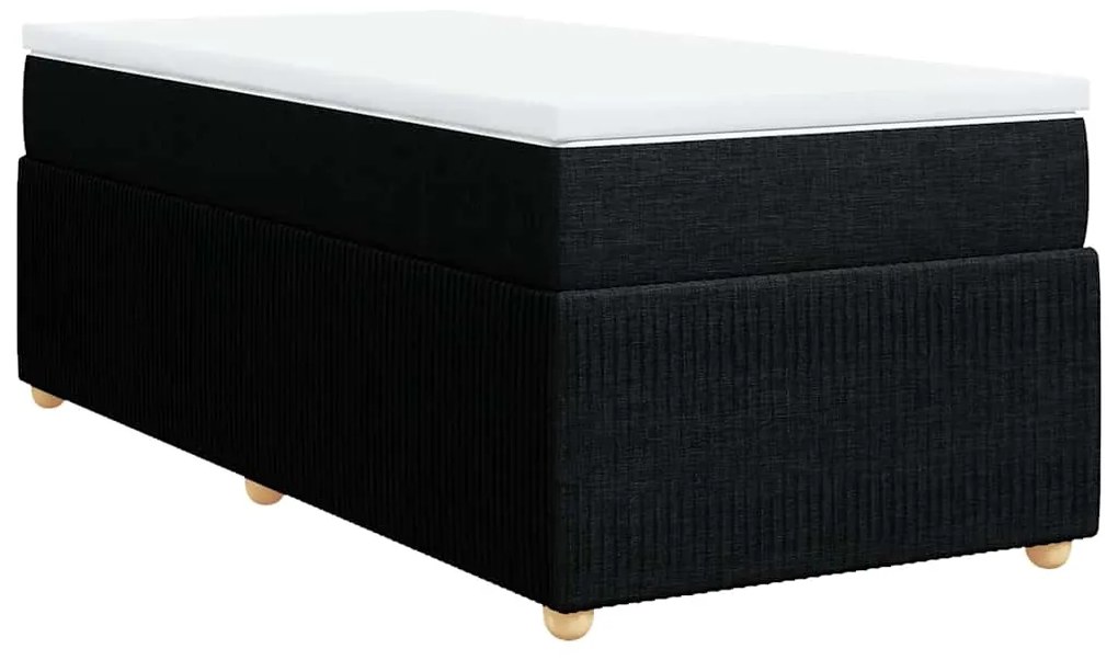 vidaXL Κρεβάτι Boxspring με Στρώμα Μαύρο 90x190 εκ.Υφασμάτινο