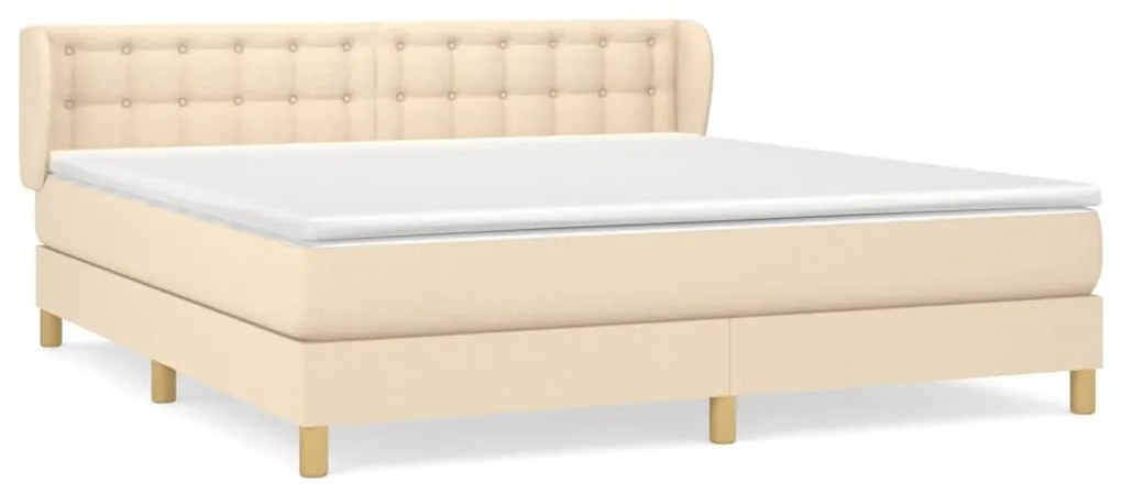 vidaXL Κρεβάτι Boxspring με Στρώμα Κρεμ 160x200 εκ. Υφασμάτινο