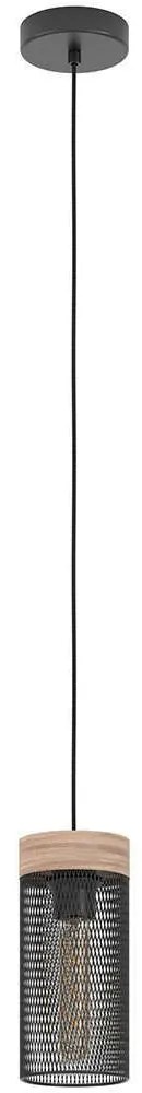 Φωτιστικό Οροφής Kilnsdale 43833 11x110cm 1xΕ27 40W Black-Brown Eglo Steel,Wood