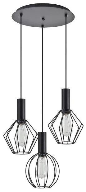 Κρεμαστό Φωτιστικό 3xE27 Πλέγμα Φ37cm Adept Flex Homelighting-77-8905-Μαύρο 77-8905
