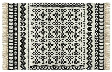 Χαλί Delhi pakoworld βαμβάκι μαύρο-λευκό 170x120εκ