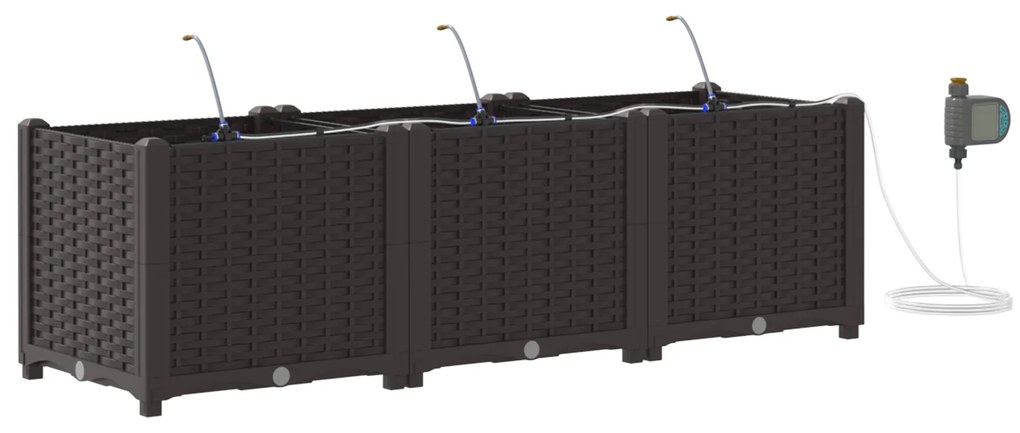 vidaXL Γλάστρες Κήπου 1 τεμ Καφέ 120 x 40 x 37.5 cm Πλαστικό