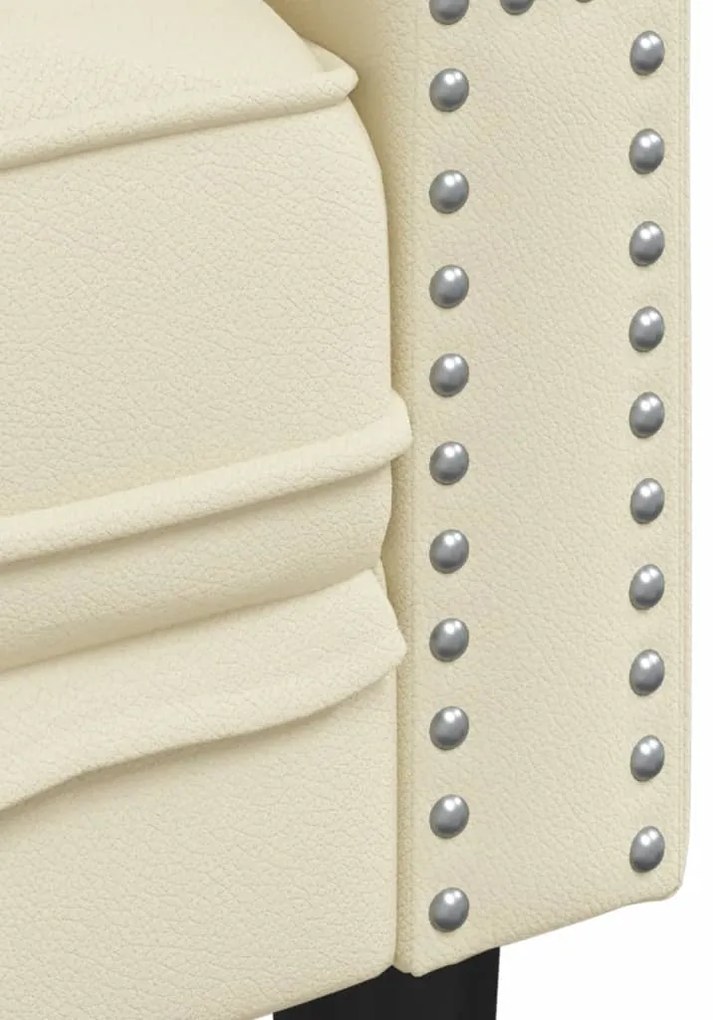 vidaXL Καναπές Chesterfield 2 τεμαχίων σετ Cream Faux Leather