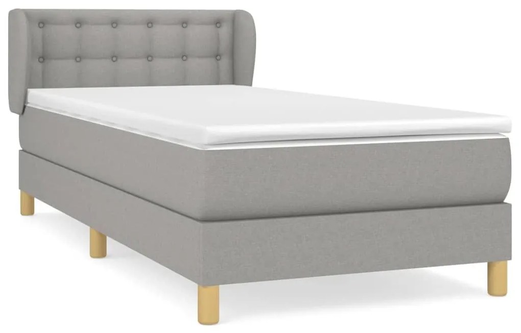 Κρεβάτι Boxspring με Στρώμα Ανοιχτό Γκρι 90x200 εκ. Υφασμάτινο - Γκρι