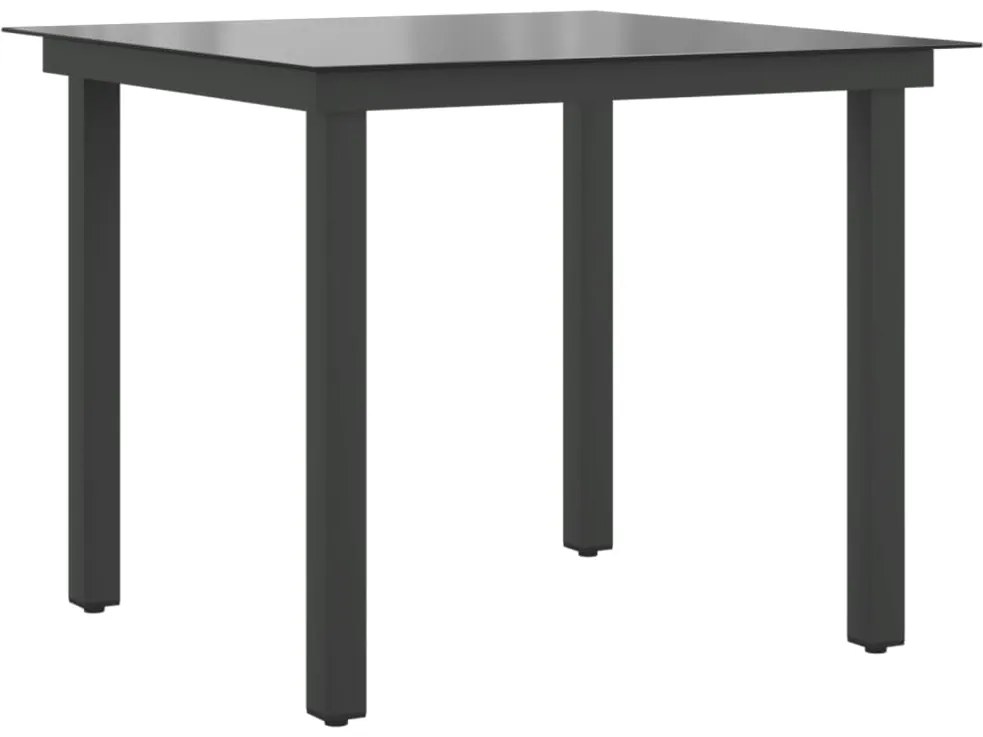 vidaXL Τραπέζι Κήπου Μαύρο 80 x 80 x 74 εκ. από Αλουμίνιο / Γυαλί