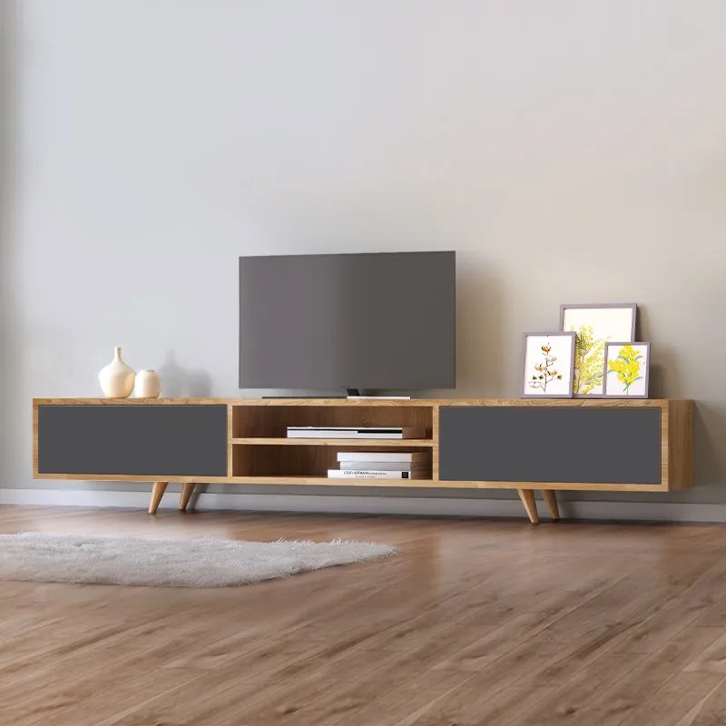 ΕΠΙΠΛΟ ΤΗΛΕΟΡΑΣΗΣ SERINE MEGAPAP ΧΡΩΜΑ SAPPHIRE OAK - ΑΝΘΡΑΚΙ 170X37X45ΕΚ.