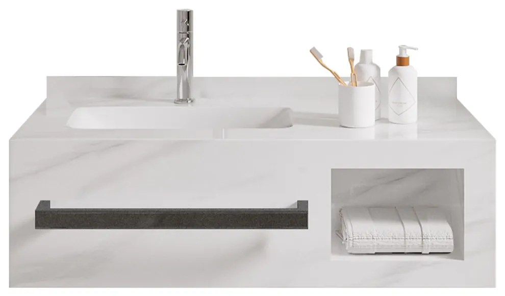 Έπιπλο Μπάνιου Πάγκος Με Νιπτήρα Marlen 80 3BMAR080WHS 100x50x30cm White Snow Πέτρα