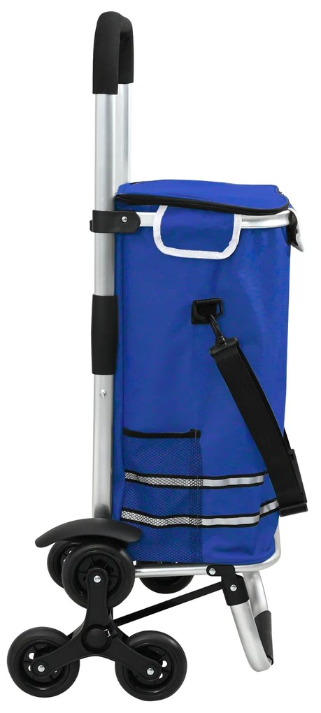 vidaXL Carrello per la spesa con ruote e manico regolabile Blu 40 L