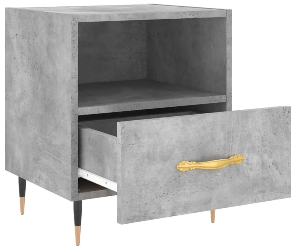 vidaXL Κομοδίνα 2 τεμ. Γκρι Σκυροδεμ. 40 x 35 x 47,5 εκ. Επεξεργ. Ξύλο