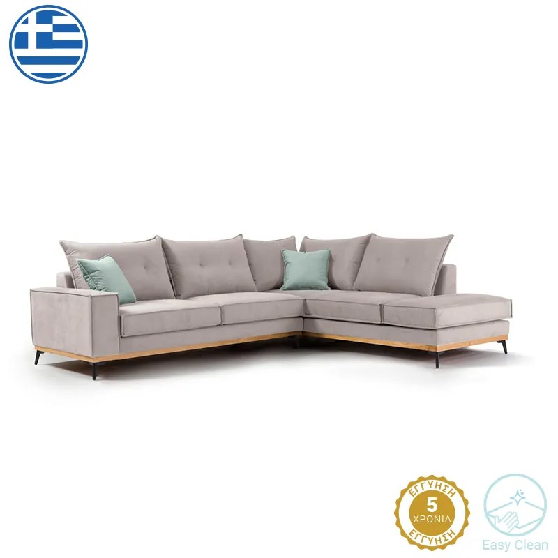 Intrahome Γωνιακός καναπές αριστερή γωνία ZAGROSINA Intrahome ύφασμα elephant-ciel 290x235x95εκ | SKU: INTRAPA-279111124