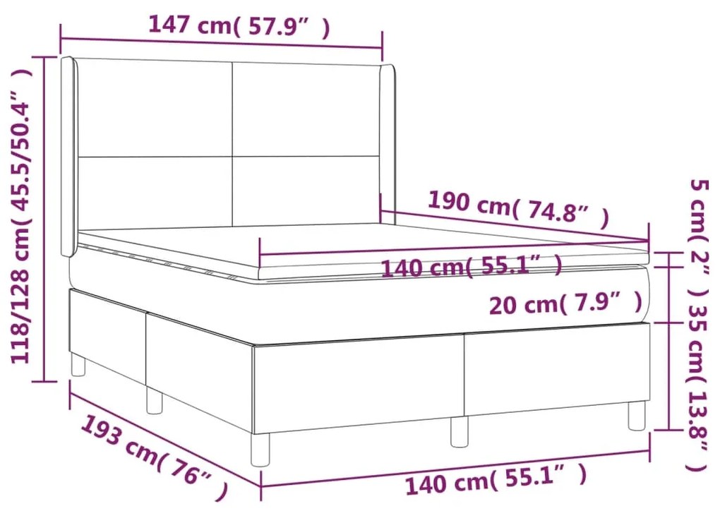 ΚΡΕΒΑΤΙ BOXSPRING ΜΕ ΣΤΡΩΜΑ TAUPE 140X190 ΕΚ. ΥΦΑΣΜΑΤΙΝΟ 3131829