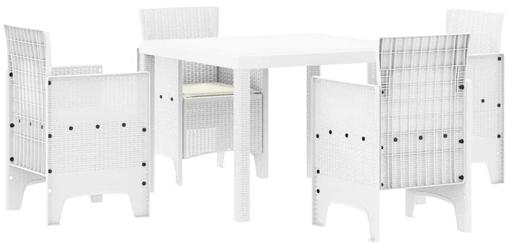 vidaXL Σέτ φαγητού για κήπο 5 pcs Λευκό Rattan Polt
