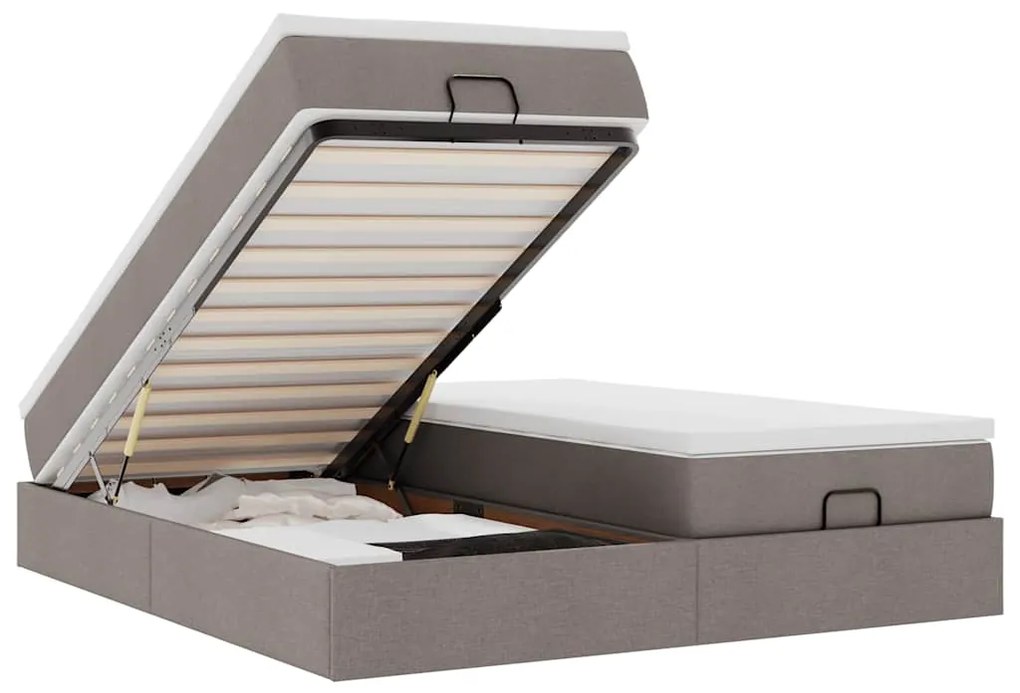 vidaXL Οθωμανικό κρεβάτι με στρώματα Taupe 160x200cm ύφασμα