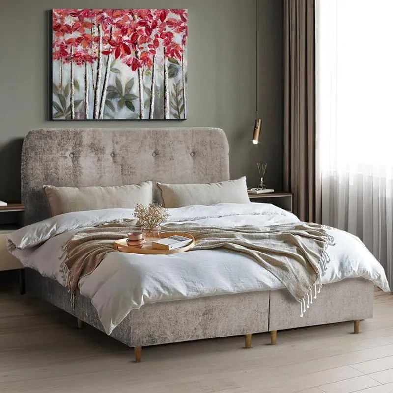 Επενδυμένο Κρεβάτι New Amsterdam Fylliana Μπέζ Διπλό 160x200 εκ. 160x208x124 εκ.