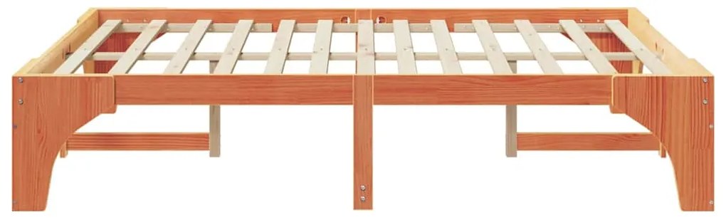 vidaXL Κρεβάτι δαπέδου Καφέ 150 x 200 cm Μασίφ ξύλο πεύκου
