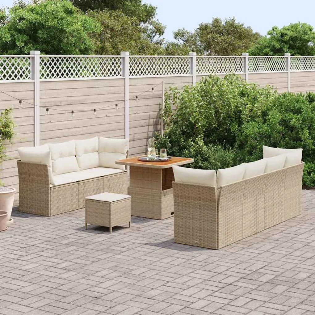vidaXL Σετ Καναπέ Κήπου 10 pcs μπεζ και κρεμ 80 x 80 x 71 cm