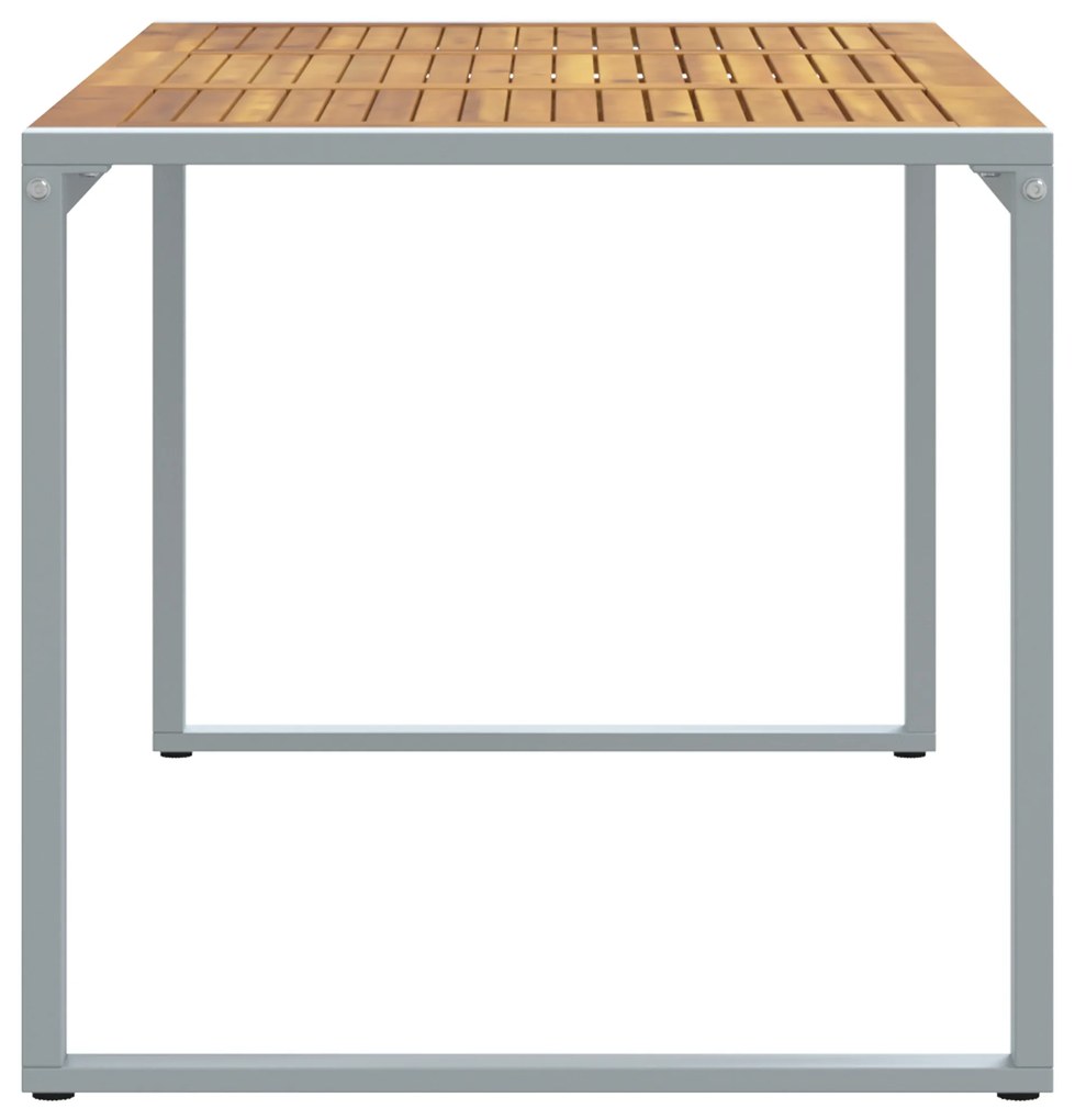 vidaXL Εξωτερικό Τραπέζι Φαγητού Γκρι 160x80x75 εκ. Χάλυβας & Μασίφ Ξύλο Ακακίας