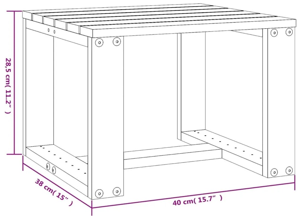 Βοηθητικό Τραπέζι Κήπου 40 x 38 x 28,5 εκ. Μασίφ Ξύλο Πεύκου - Καφέ