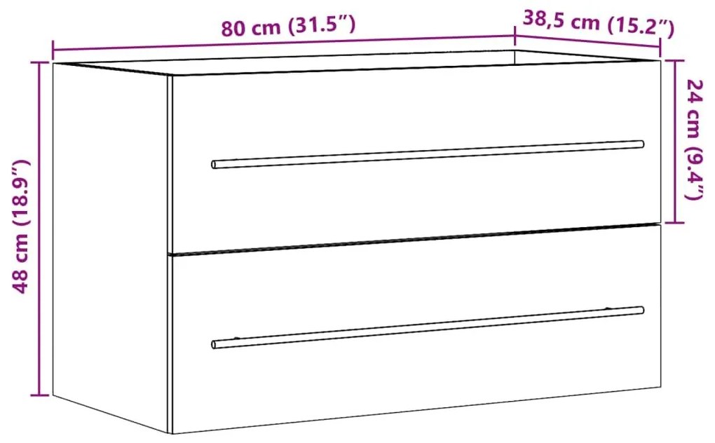 Ντουλάπι Νιπτήρα Αρτισιανή Δρυς 80x38,5x48εκ Επεξεργασμένο Ξύλο - Καφέ