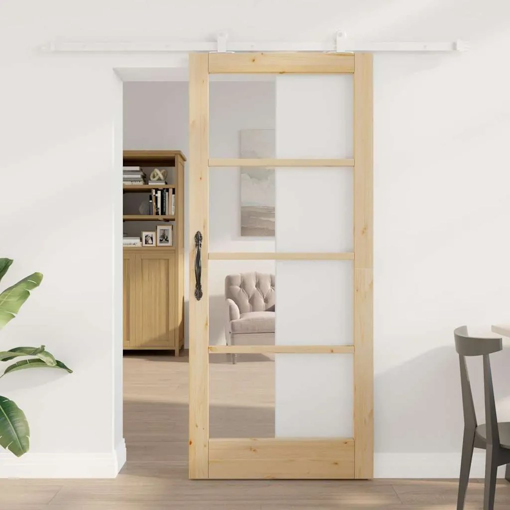 vidaXL Συρόμενη Πόρτα ORKDAL Καφέ 86 x 198.5 cm Ξύλο και μέταλλο