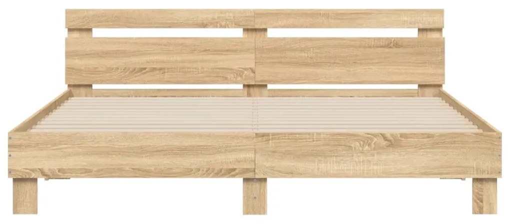 vidaXL Πλαίσιο Κρεβατιού με Κεφαλάρι/LED Sonoma δρυς 200 x 200 εκ.
