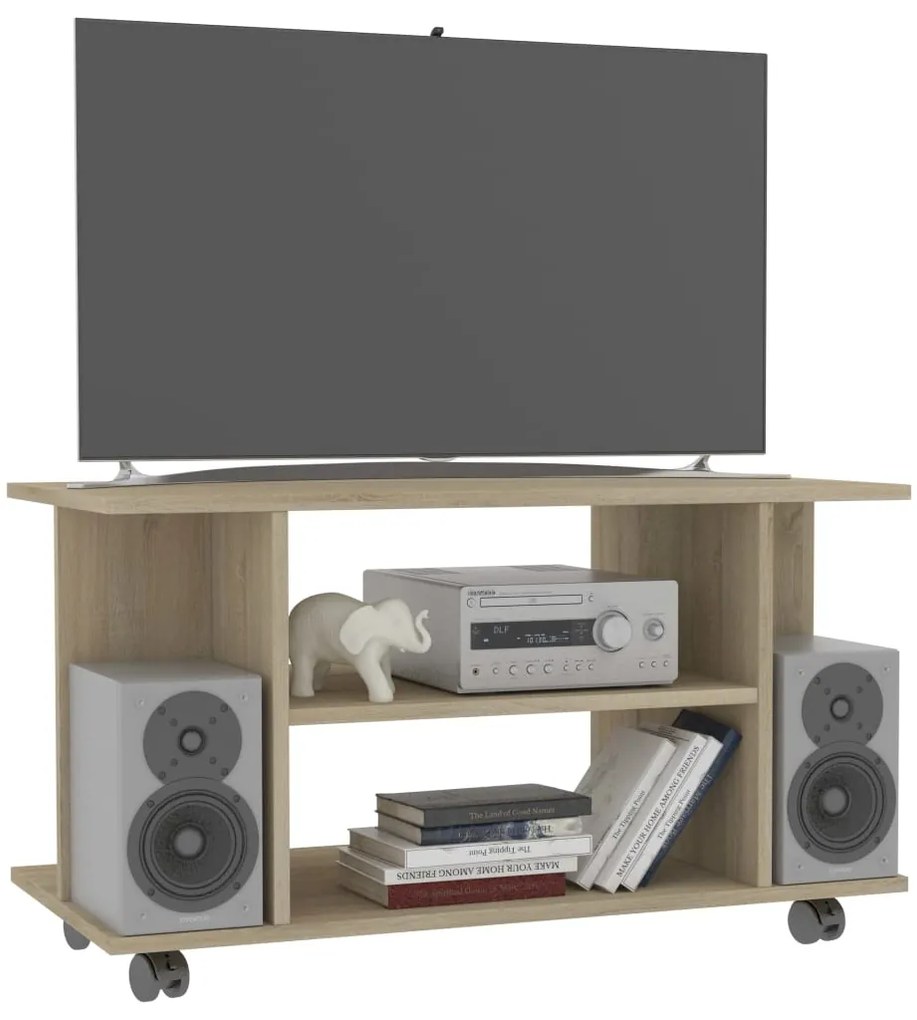 vidaXL Έπιπλο Τηλεόρασης με Ρόδες Sonoma Δρυς 80x40x45 εκ. Επεξ. Ξύλο