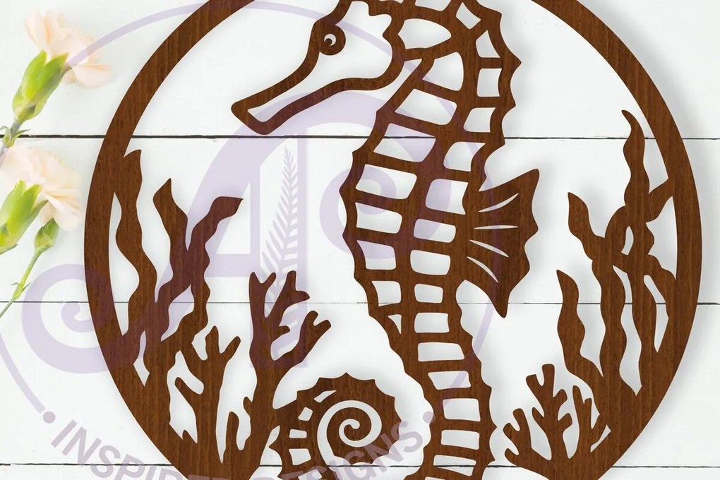 Intra απο ξύλο plywood 3mm-4mm πάχος – Επιγραφή τοίχου Seahorse, Αρχείο Δίασταση  40x30 cm INTRAFABR-111174301
