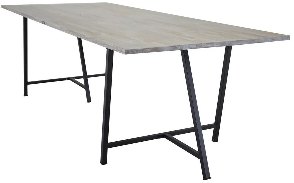 Τραπέζι Dallas 375, Γκρι, Μαύρο, 76x100x250cm, Ξύλο, Μέταλλο, Ξύλο: Ξύλο Teak | Epipla1.gr