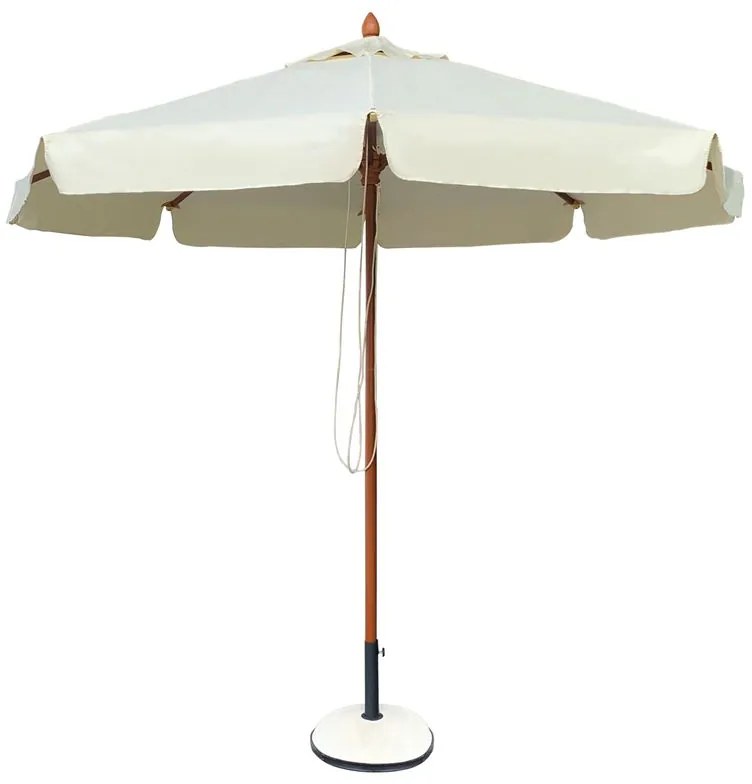 SOLEIL ομπρέλα Ξύλο Kempass  Φ300cm [-Φυσικό/Εκρού-] [-Ξύλο/Ύφασμα-] Ε911