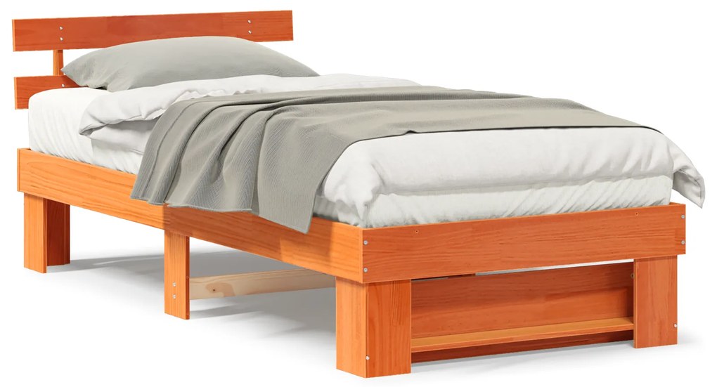 vidaXL Σκελετός Κρεβατιού Καφέ κεριού 75 x 190 cm Μασίφ ξύλο πεύκου