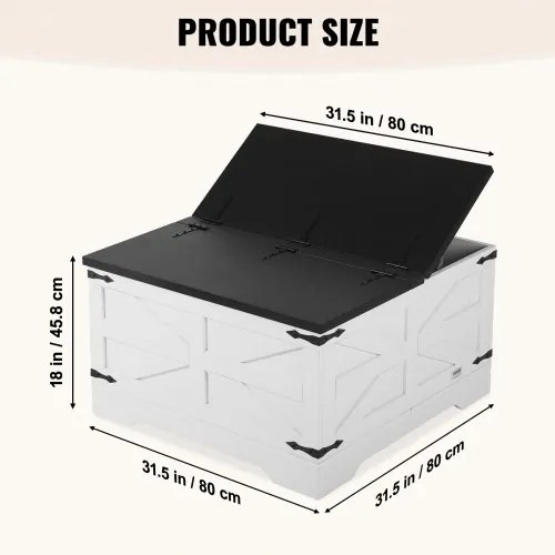 VEVOR 31.5" Farmhouse Coffee Table Hinged Square Table with Storage Gray &amp; White