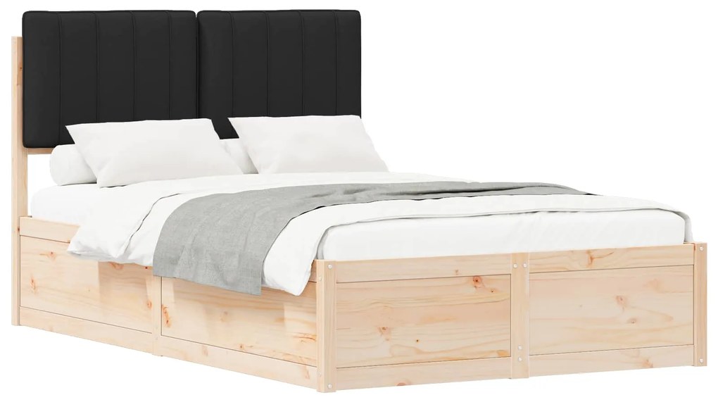 vidaXL Σκελετός Κρεβατιού με Επενδεδυμένο Κεφαλάρι Μαύρο 120 x 200 cm