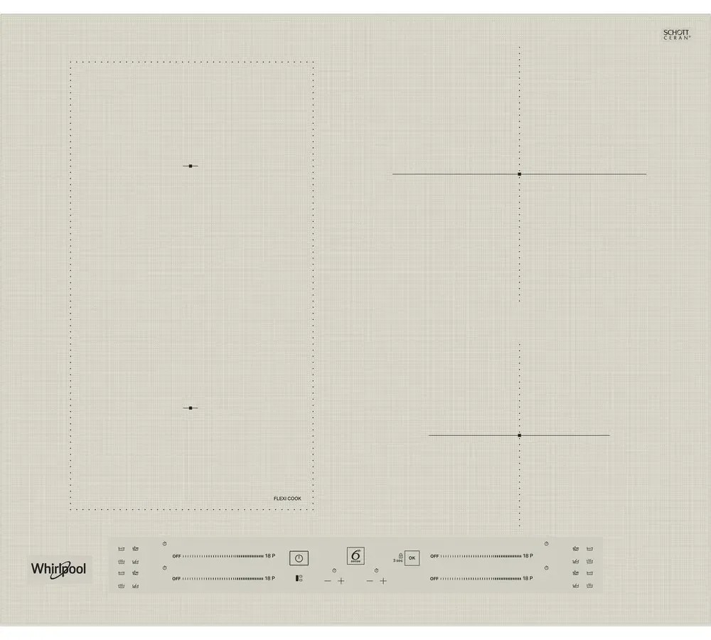 Whirlpool WLS2760BFS Εντοιχιζόμενη Επαγωγική εστία με 4 ζώνες μαγειρέματος 60cm, Μπεζ