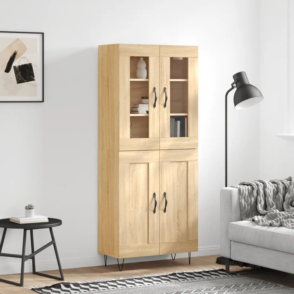 vidaXL Ντουλάπι Sonoma δρυς 69,5 x 34 x 180 εκ. από Επεξεργασμένο Ξύλο