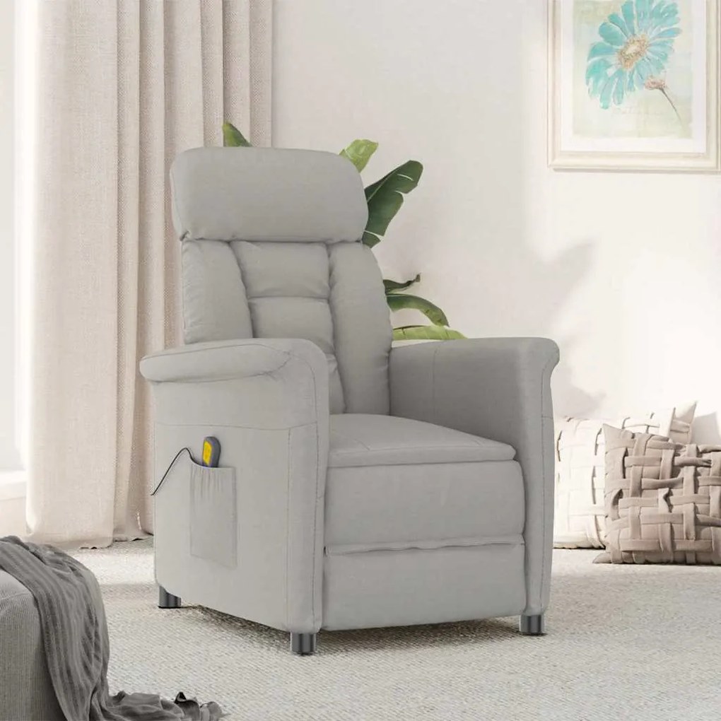 vidaXL Καρέκλα μασάζ Ανοιχτό γκρι 70.5 x 96.5 x 95 cm Πολυεστέρας
