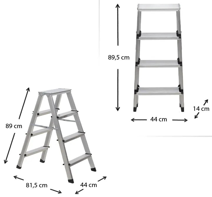 Σκάλα Double Step Perilla αλουμινίου 4+4 σκαλοπάτια 82,5εκ.