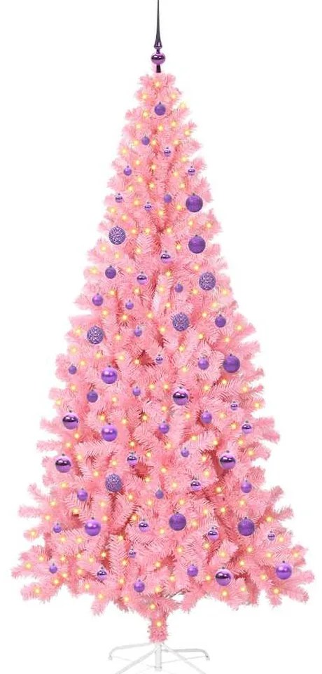 vidaXL Χριστουγεννιάτικο Δέντρο με 300 LED με βάση Ροζ 180 cm PVC