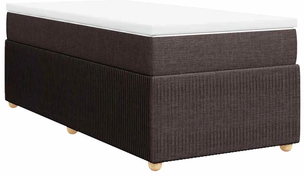 vidaXL Κρεβάτι Boxspring με Στρώμα Σκούρο Καφέ 100x200 εκ. Υφασμάτινο