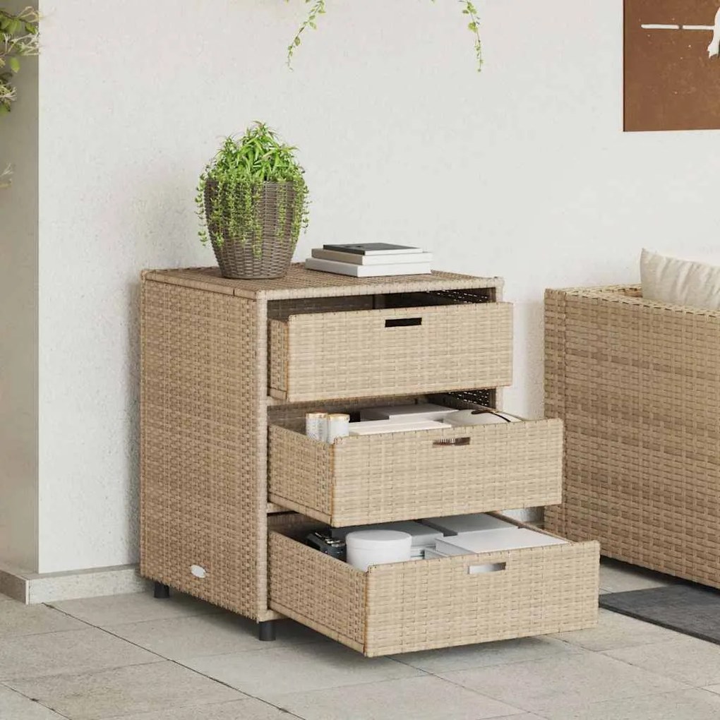 vidaXL Ντουλάπι Αποθήκευσης Κήπου Beige 55x59x69 εκ. Συνθετικό Ρατάν