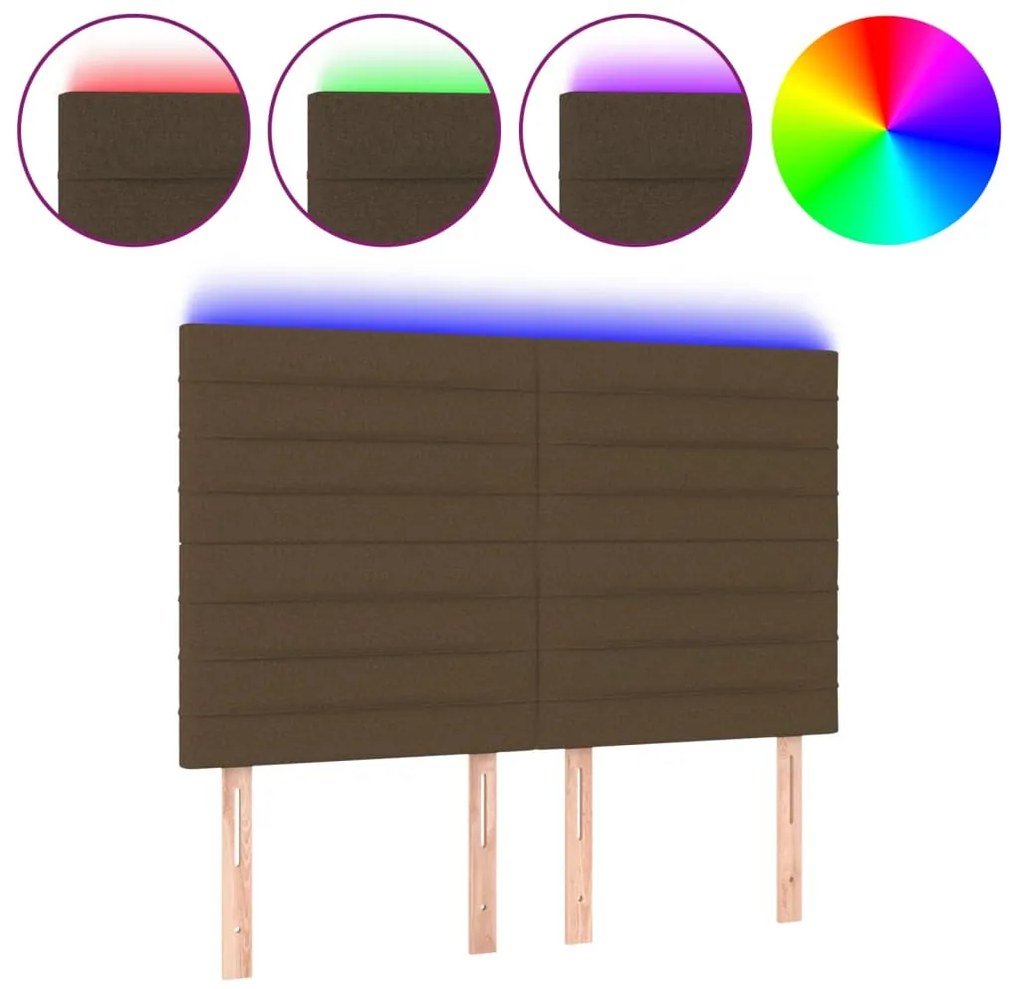 vidaXL Κεφαλάρι Κρεβατιού LED Σκούρο Καφέ 144x5x118/128εκ. Υφασμάτινο