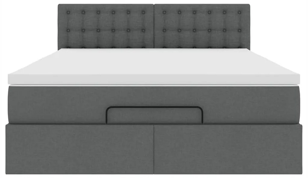 vidaXL Οθωμανικό κρεβάτι με στρώμα σκούρο γκρι 140x190cm ύφασμα