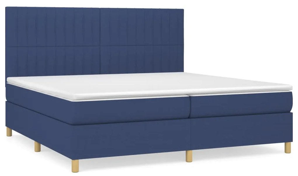 vidaXL Κρεβάτι Boxspring με Στρώμα Μπλε 200x200 εκ. Υφασμάτινο