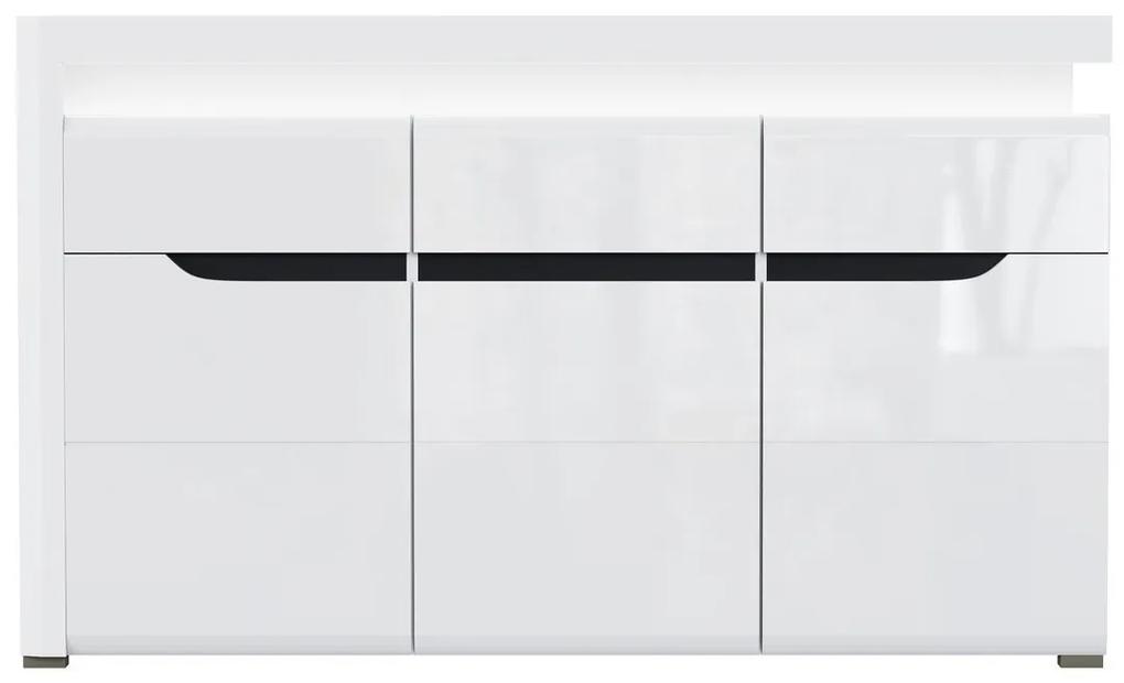 Σιφονιέρα Orlando K103, Άσπρο, Γυαλιστερό λευκό, Με συρτάρια και ντουλάπια, Αριθμός συρταριών: 1, 89x152x39cm | Epipla1.gr
